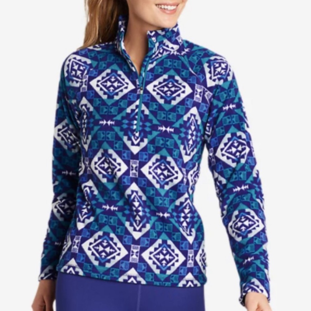 Eddie Bauer Fair Isle 1/2 Zip Pullover Fleece Sz S w MEASUREMENTS